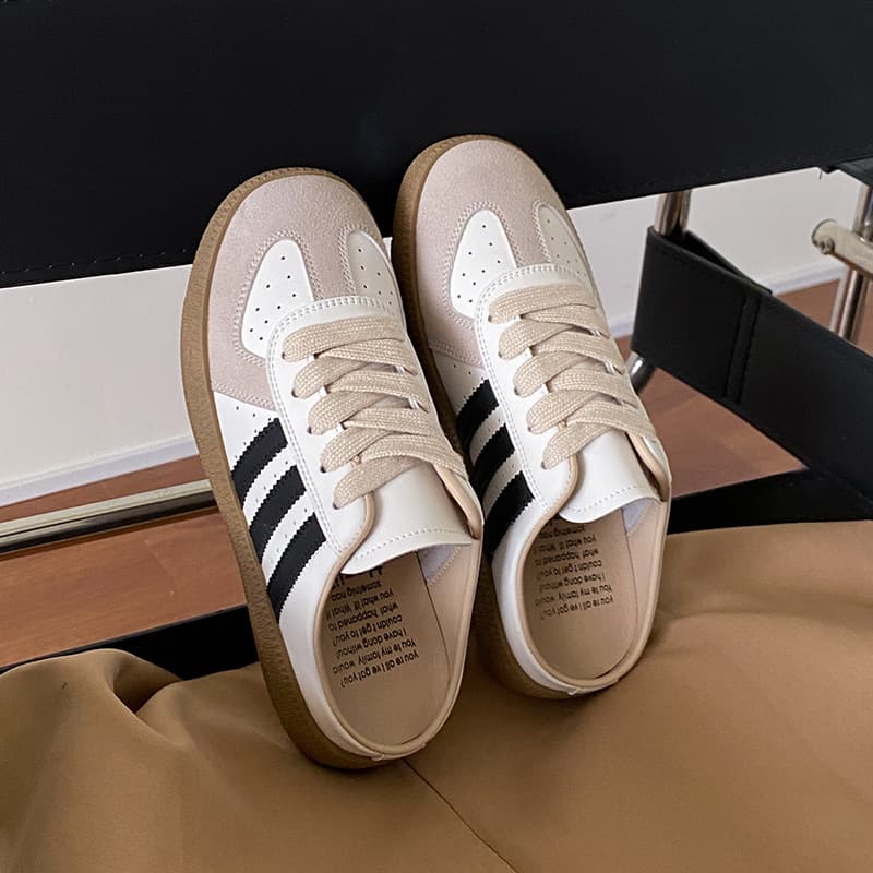 Women's slip-on shoes, 2024 new spring/summer style, lazy style, suitable for pregnant women, backless, German training shoes, casual white shoes.
