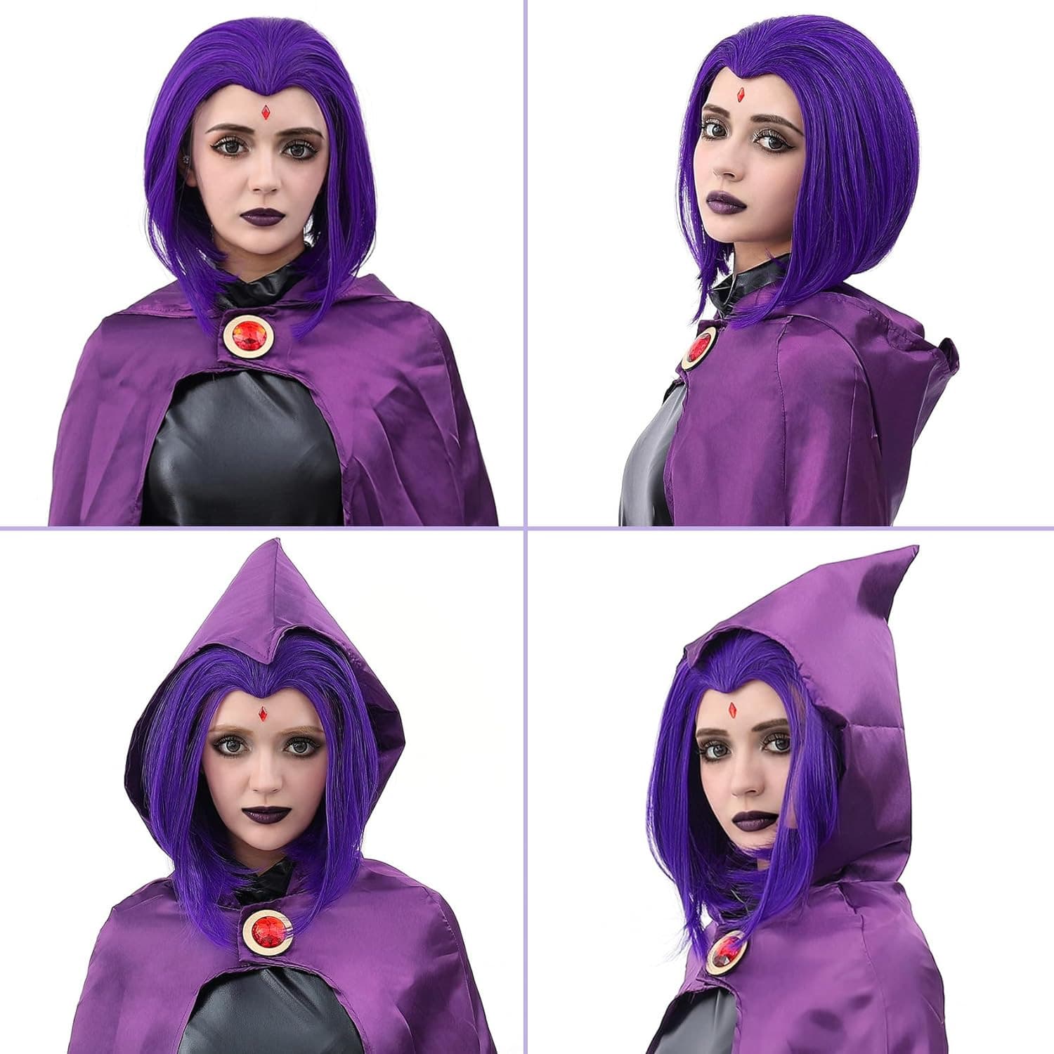 Cross-border anime cos wig headgear raven crow Rachel Ross purple reverse wig short hair stock