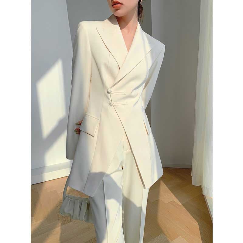 High-Waisted Slimming Trousers Women's Short Suit Design Sensibility Chinese Style Buttoned Skirt Set In-Stock From Manufacturer