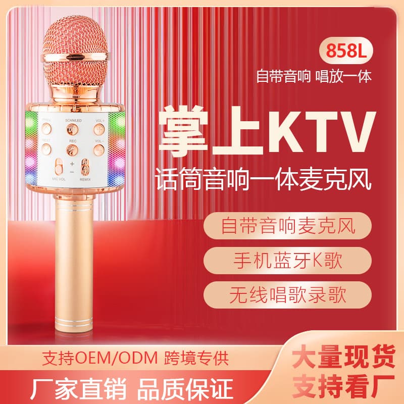 Cross-border direct supply WS858L wireless Bluetooth mobile phone karaoke condenser microphone audio microphone integrated live broadcast equipment