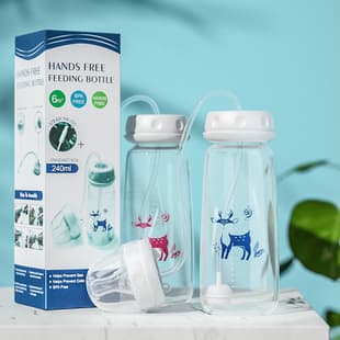 Amazon Best-Selling Hands-Free Baby Bottle, 240ml PP Standard Neck Bottle for Babies, Frees Both Hands
