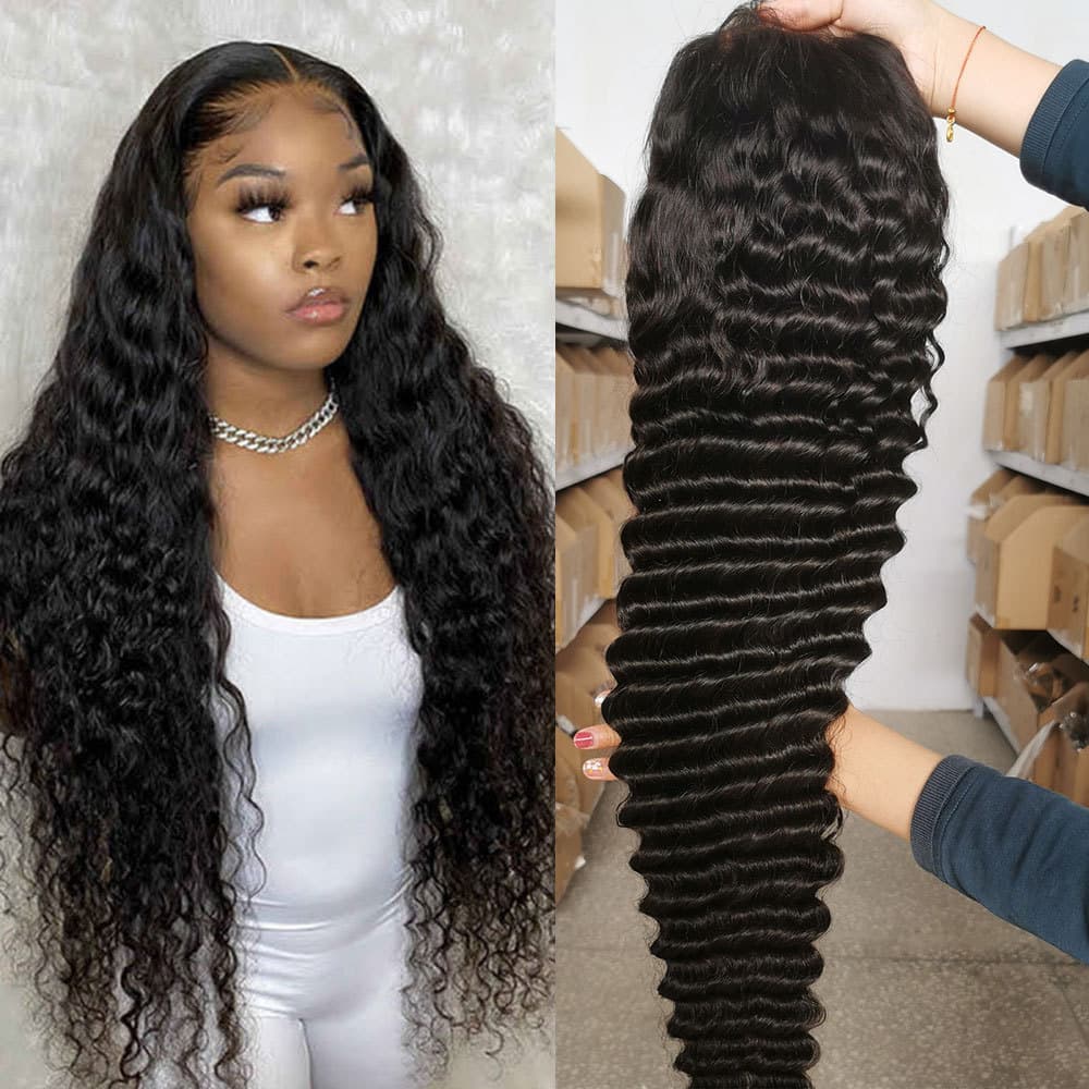 African Black Medium-Parted Curly Long Hair for Women, High-Temperature Fiber Full Wig with Slight Curls and Side Bangs
