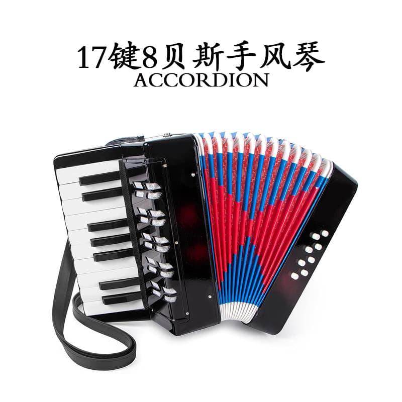 Factory Direct 17-Key Children's Accordion Beginner Educational Performance Toy Instrument Cross-border Hot-Selling Christmas Gift