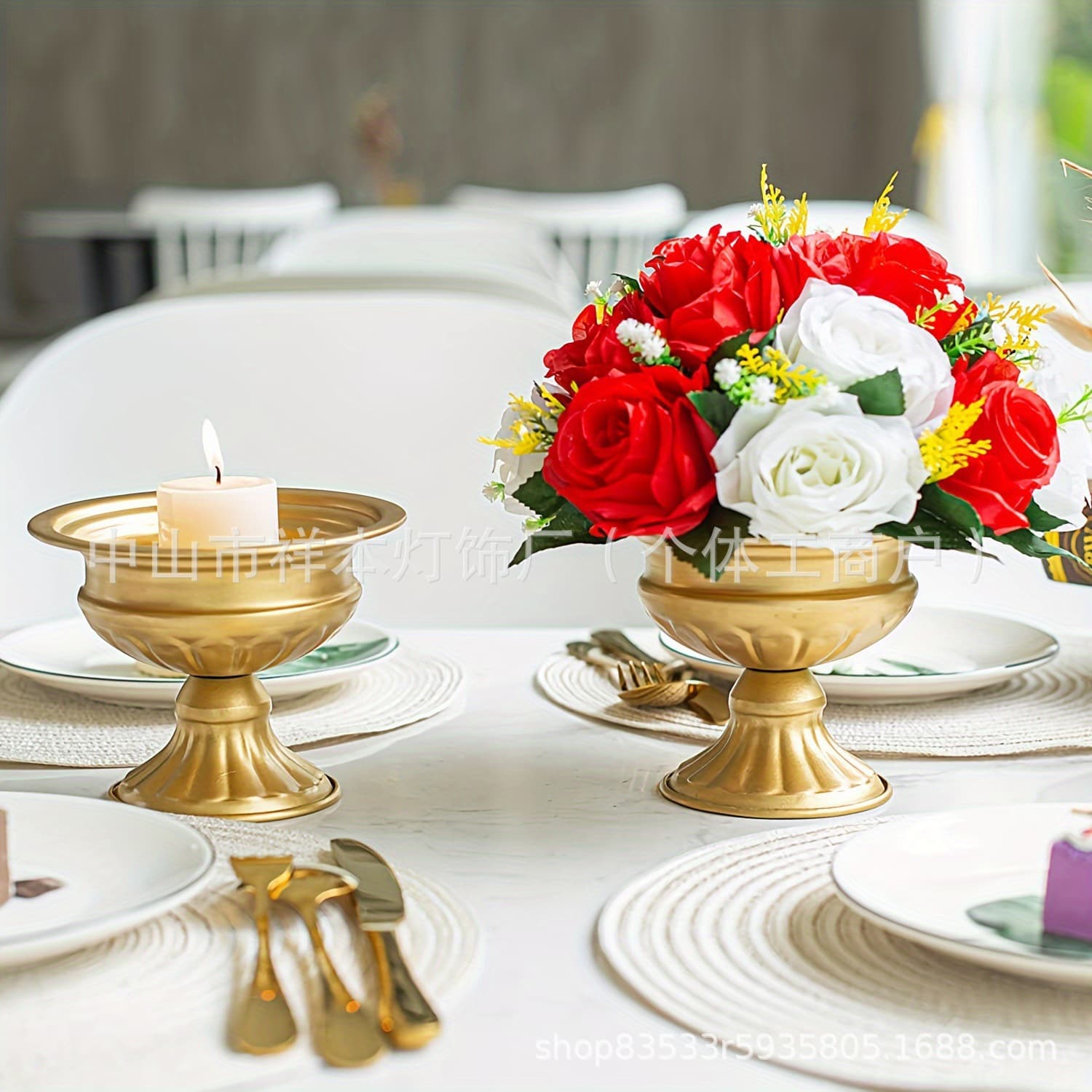 Wedding Prop Road Guide Flower Vase Stand Living Dining Room Flower Arrangement Decorative Piece Electroplated Craft Accessory Cross-Border