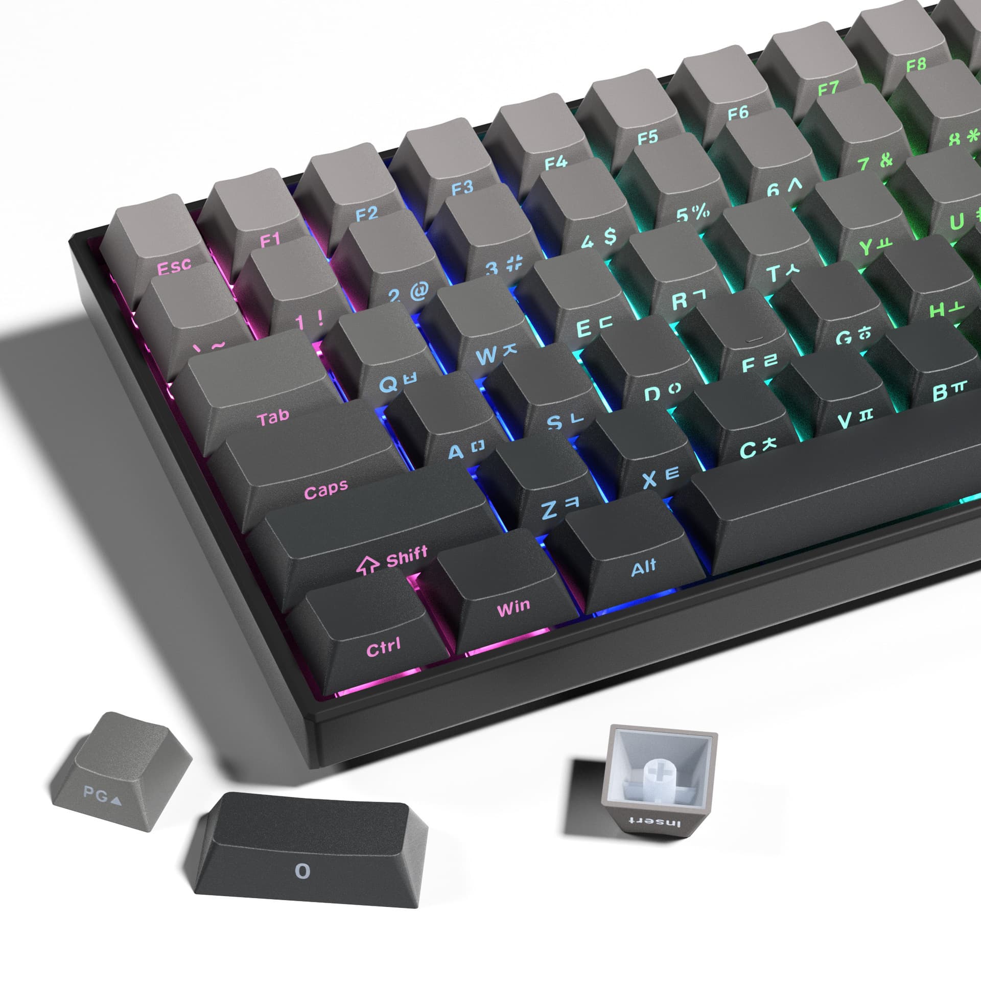 XVX Korean Hangul Side-Print Gradient Translucent Keycaps PBT OEM Height Mechanical Keyboard Keycaps Korean Cross-Border