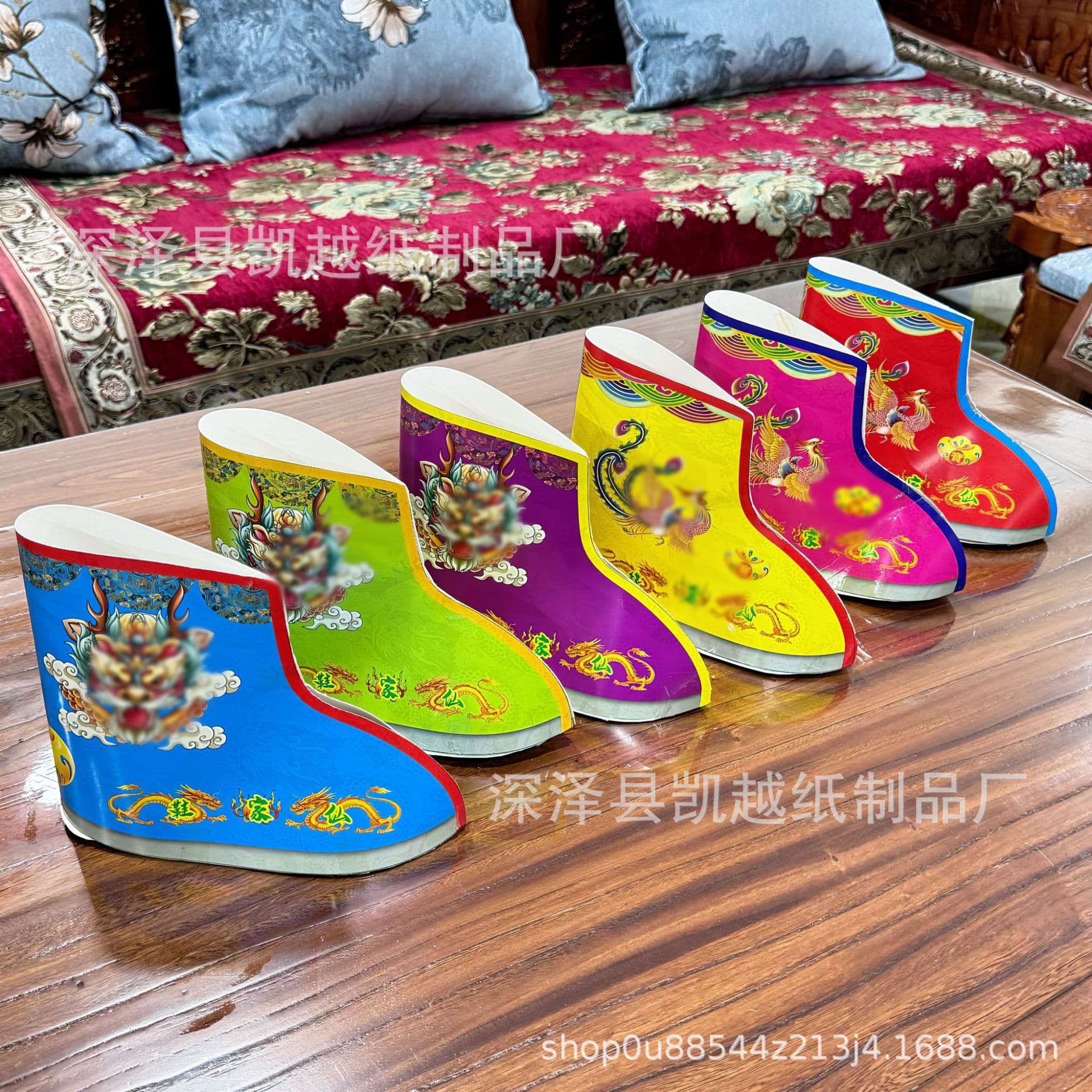 Immortal shoes ready-to-wear, dragon and phoenix shoes for deities, ceremonial items for venerating immortals used during March 3rd, June 6th, and September 9th festivals, paper shoes
