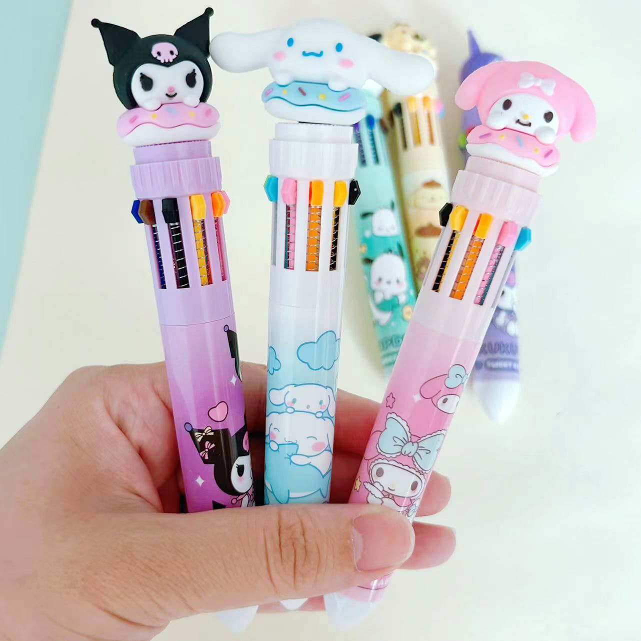 Cute Pet Ballpoint Pen, High Appearance, Student Multi-Color Pen, 10-Color Ballpoint Pen, Journal Pen, Click Color Pen