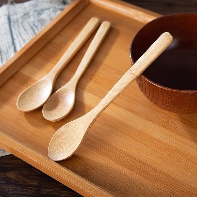 Clearance Household Honey Spoon Seasoning Bamboo Spoon Children's Long Handle Simple Brewing Bamboo Coffee Salt Jar Stirring Spoon Rice
