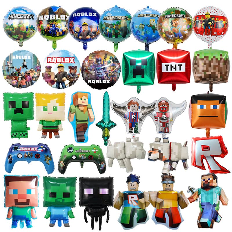 Minecraft Creeper Pixel Foil Balloon Roblox Game Party Decoration Cartoon Balloon