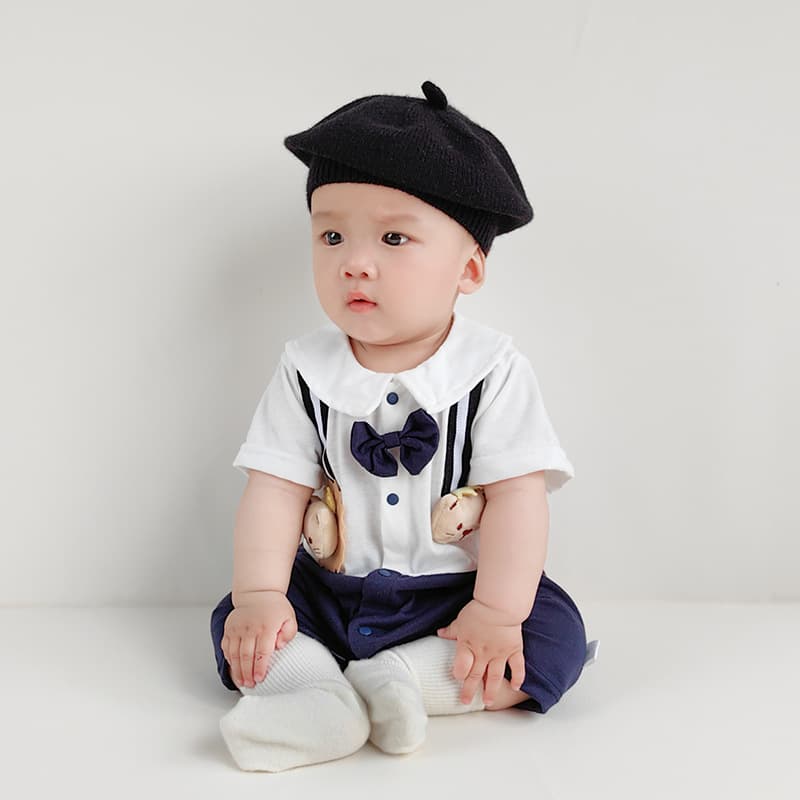 Baby gentleman style jumpsuit, baby boy's first birthday dress overalls, fake two-piece sweatshirt, trendy crawling suit