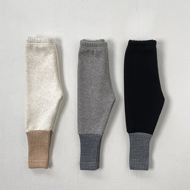 Korean Children's Clothing Fleece Lined Winter Base Layer Pants Baby Long Trousers Infant Winter Outfit Patchwork Design