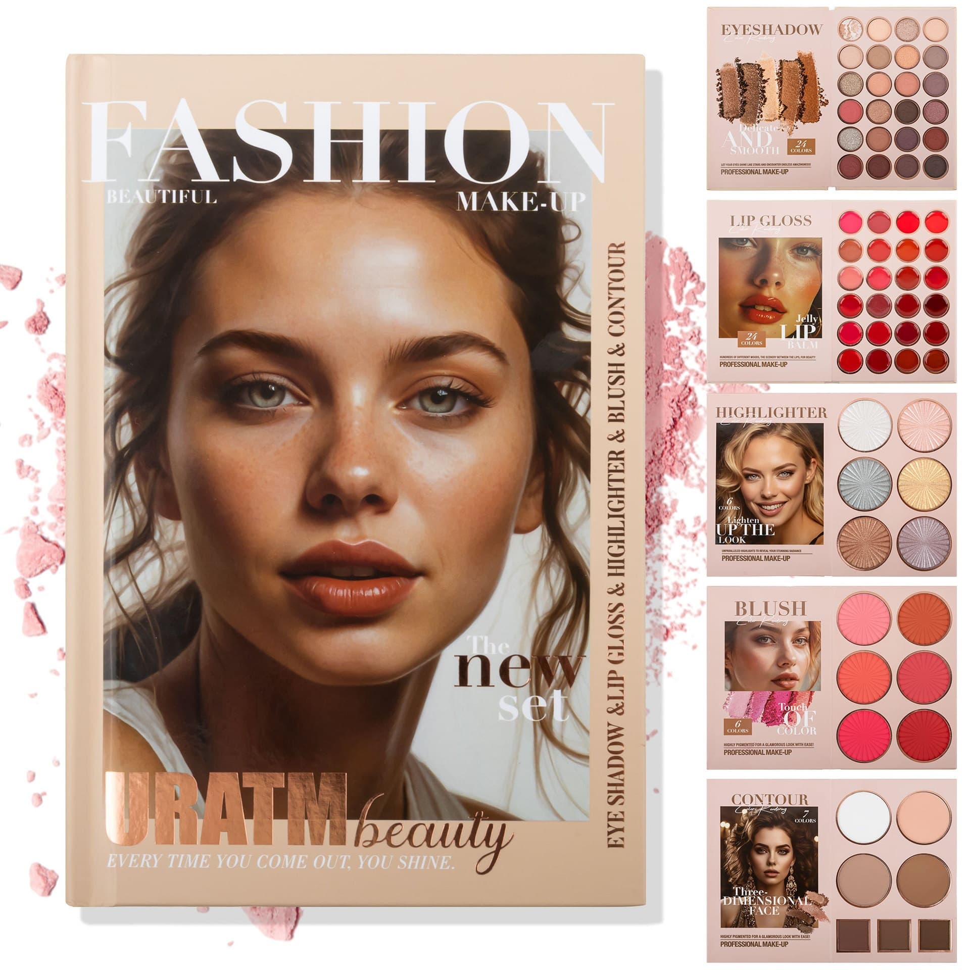Hot-selling 67-color pearlescent matte multi-color book eyeshadow palette blush lipstick five-layer makeup palette for cross-border e-commerce