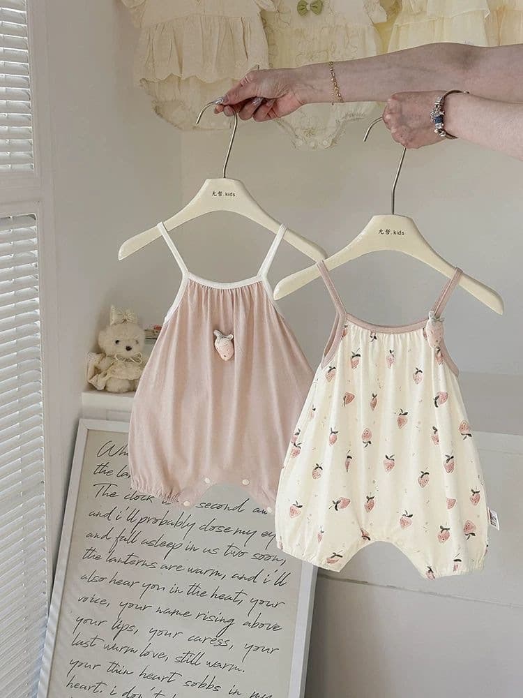 Baby summer clothes, baby girl clothes, summer thin suspender jumpsuit, baby ice silk pajamas, modal summer vest