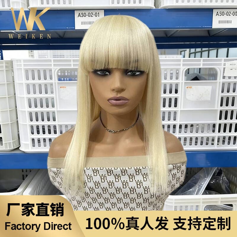 Cross-Border European, American, and African Women's Wigs, Long Straight Hair, Full Real Hair, Front Lace, Foreign Trade Hairpieces, Human Hair