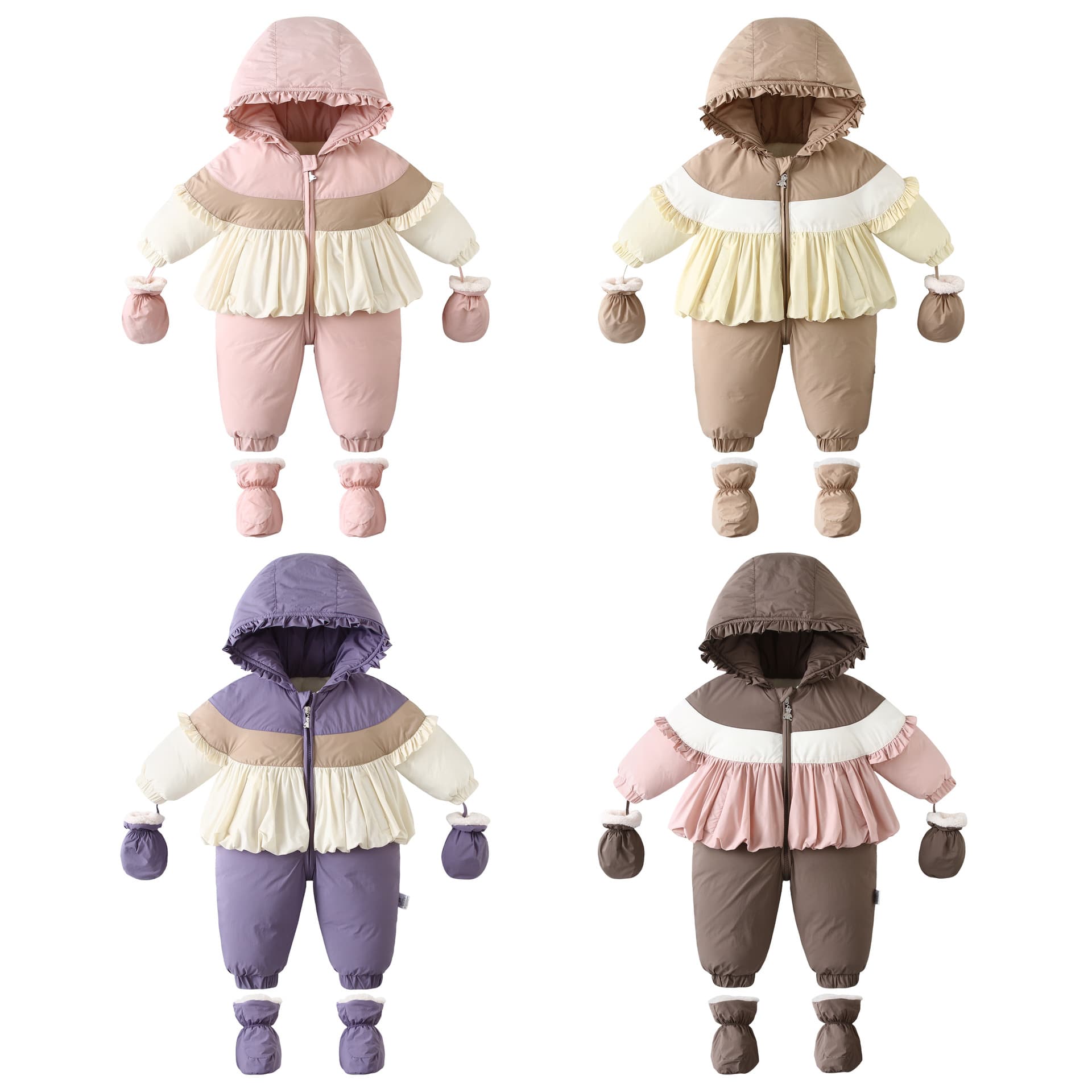 Winter New Baby Thickened Romper Infant Warm Crawling Suit Hooded Warm Outfit Boys Girls Set