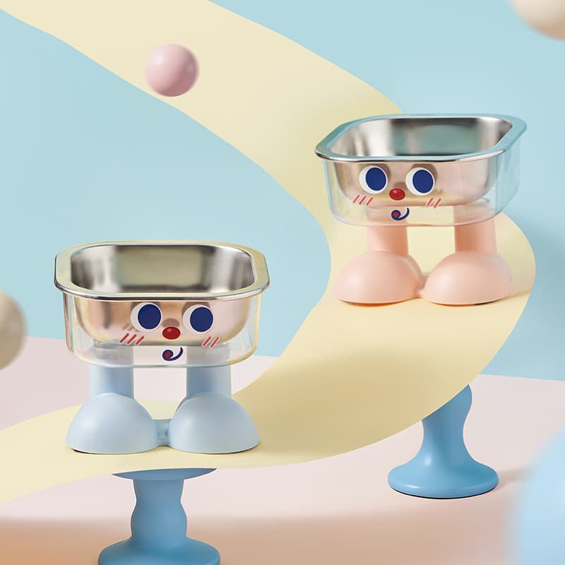 Cross-border Cat Bowl High Appearance Stainless Steel Raised Bowl Anti-Slip Anti-Tipping Dog Bowl Dog Food Bowl Cat Water Bowl Pet Bowl