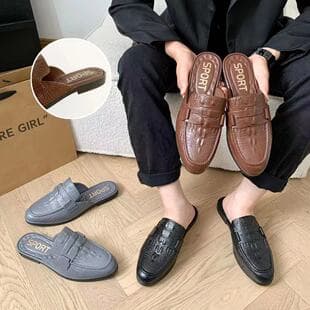 New Spring/Autumn Casual Men's Slippers, Solid Color, Closed-Toe, Flat, Fashionable Outdoor Sandals, Trendy