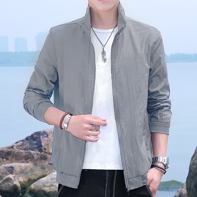 Men's Sun Protection Jacket, Bestselling Sun Protection Jacket, Pinker Age Sun Protection Jacket, Men's Summer Stand Collar Solid Color Sun Protection Jacket
