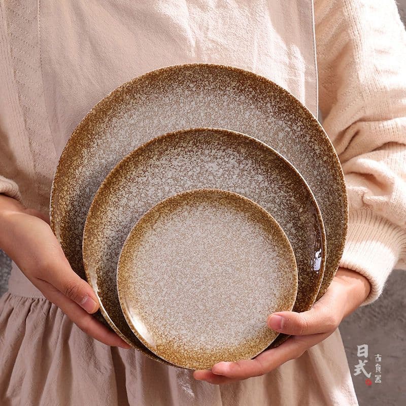 Japanese tableware retro creative breakfast pasta plate and shallow plate home dining plate restaurant western steak