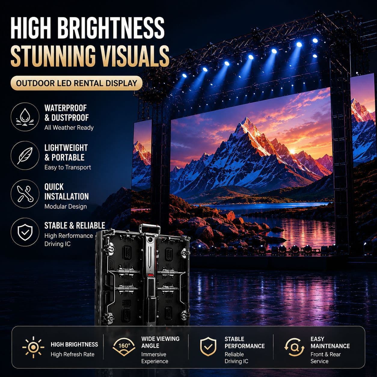 P3.91 Outdoor LED Screen Waterproof Die-Cast Aluminum Cabinet Commercial On-Site Tiled Display Full Color