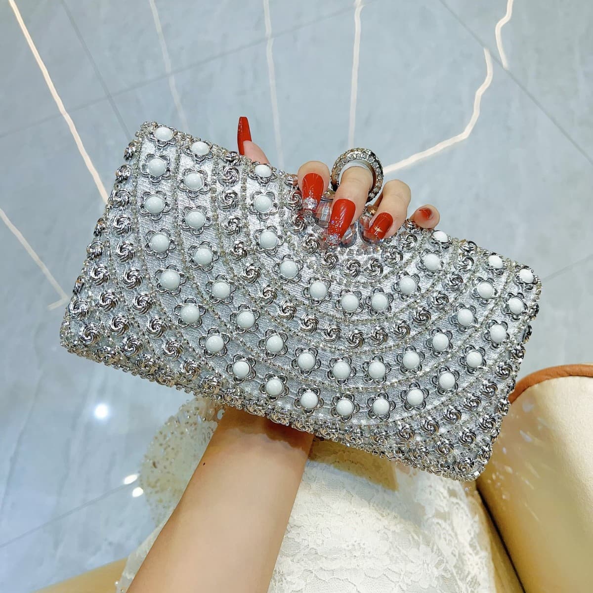 European and American Cross-border Banquet Cheongsam Evening Bag High-end Handbag Women's Dress Handmade Celebrity All-match Diamond-studded Bag