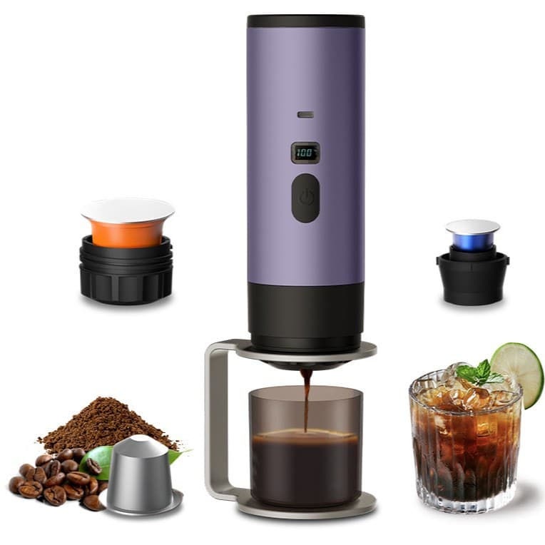 Portable Capsule Coffee Maker, Rechargeable Cordless Coffee Machine for Home Use