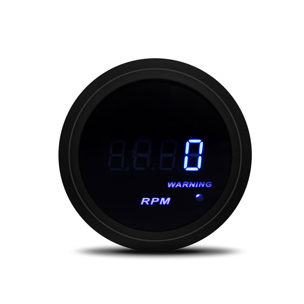 Cross-border Car Modification Racing Tachometer 2 Inch 12V 52mm Blue Light Universal Digital Display Tachometer Black Version