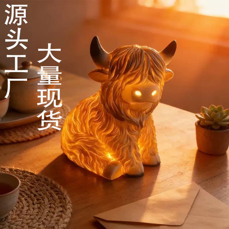 Cross-border new product Highland Cattle Lamp Highland Cattle Lamp resin ornaments home night light decoration