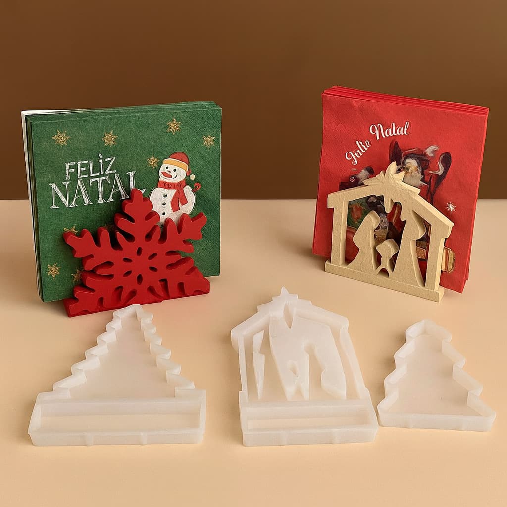 Sweet Christmas tissue box storage box mold Christmas tree snowflake praying person storage bracket gypsum glue mold