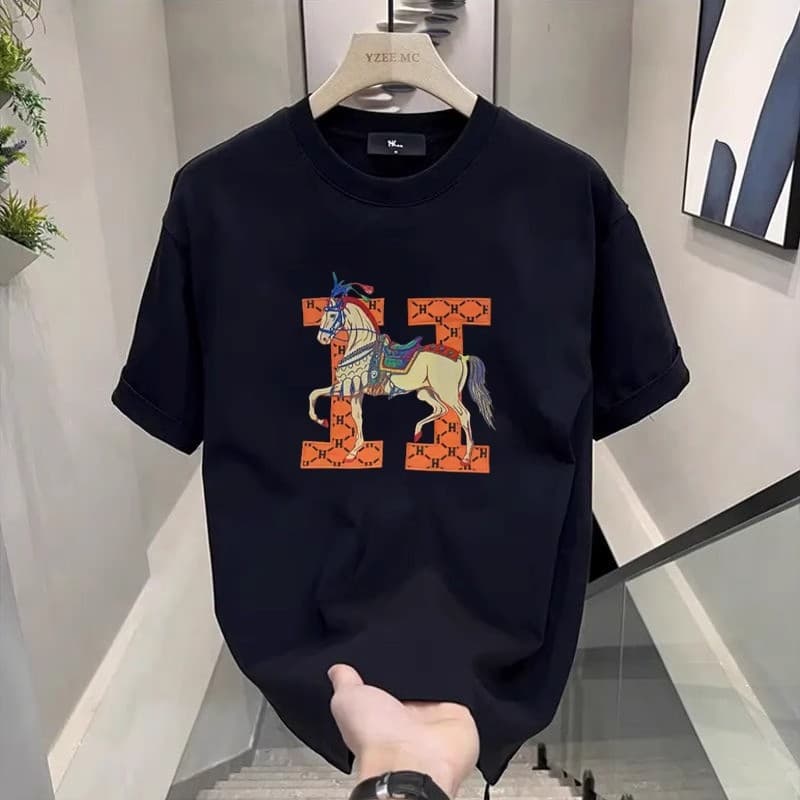 European and American Trendy Brand Short-Sleeve Ins Pure Cotton Summer New Men's Printed T-Shirt, Fashionable Unisex Versatile Round-Neck T-Shirt for Men