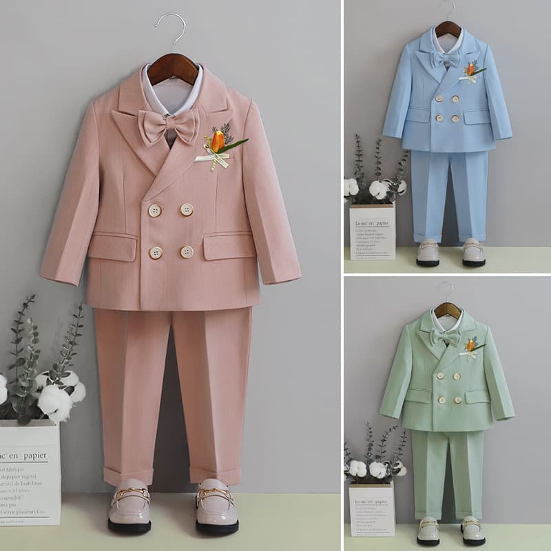 Boys' Spring Suit Set British Style Performance Wear Toddler Formal Suit for Birthday Banquet