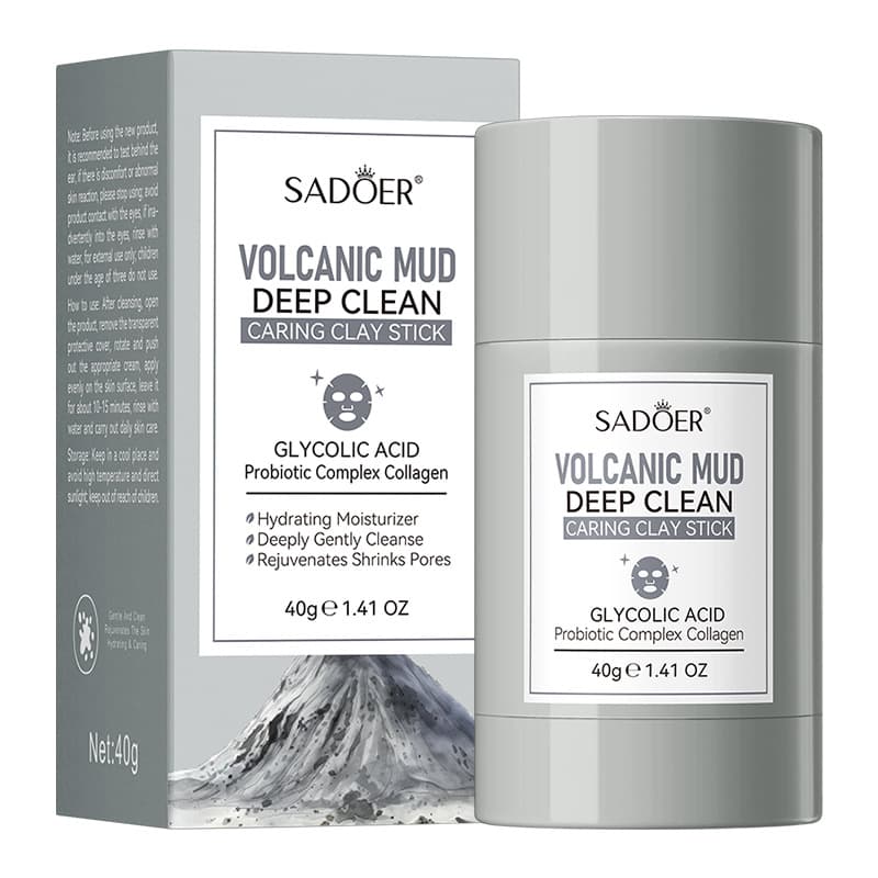 Cross-border Stock Volcanic Mud Mask Stick 40g SADOER Facial Cleansing & Smoothing Wash Factory Wholesale