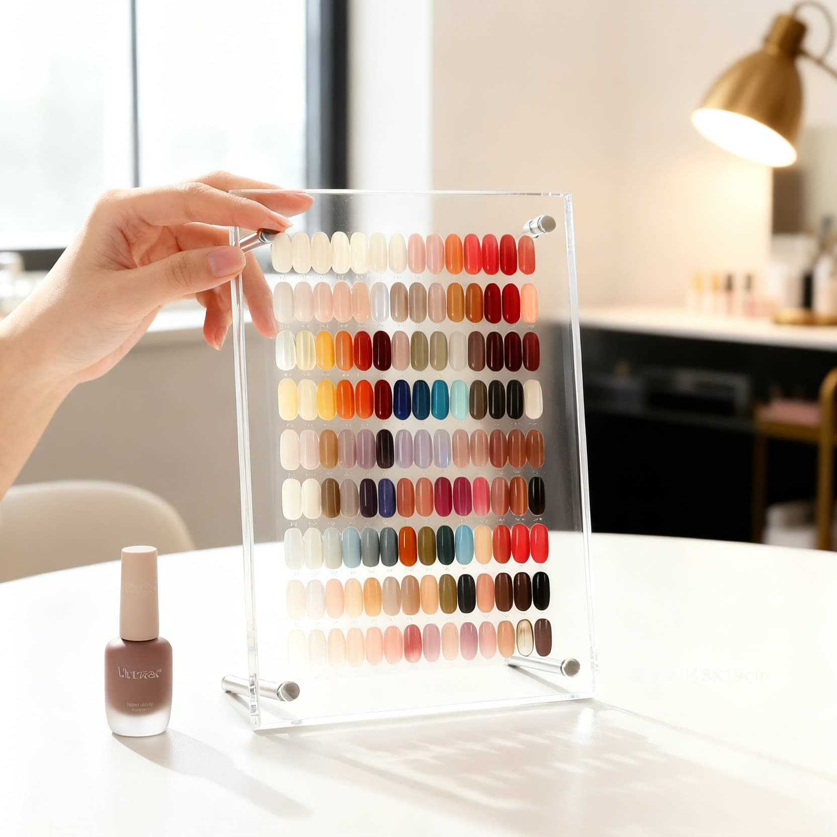 Acrylic Nail Color Card Display Board High Transparency Frameless Vertical with Stand Nail Salon Gel Polish Swatch Test Rack