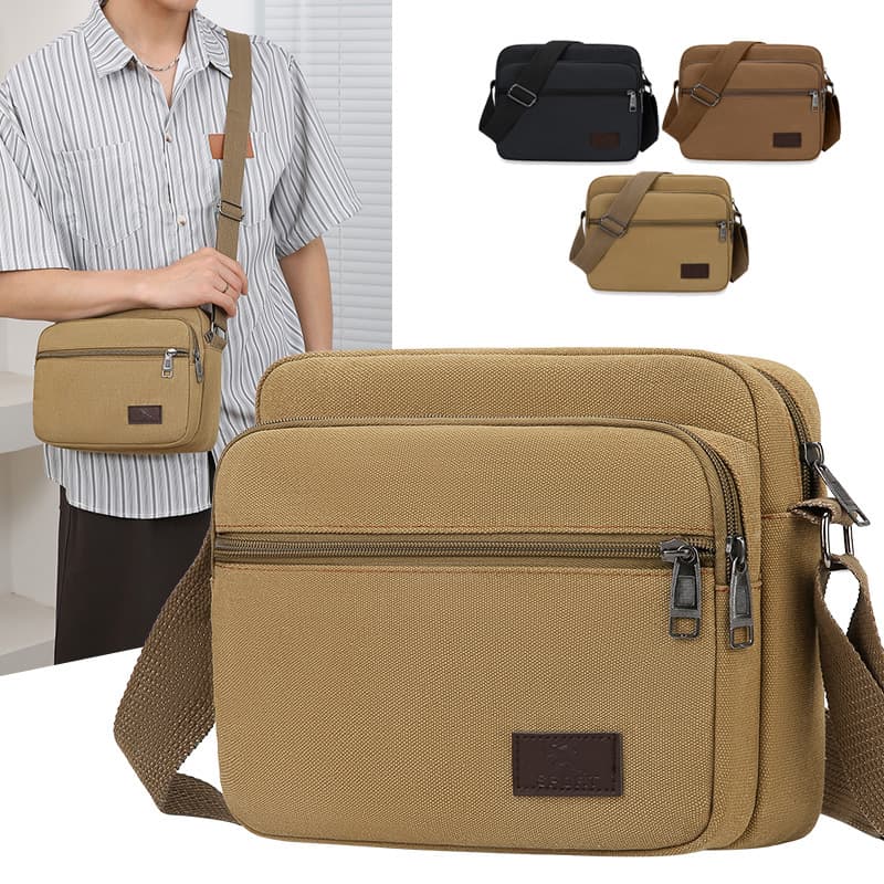 2023 New Men's Canvas Crossbody Bag Shoulder Bag Large Capacity Street Vendor Money Bag Fashion