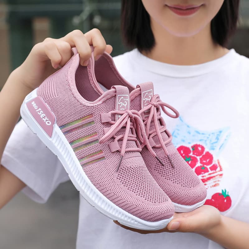Women's Shoes 2024 New Style Export Soft Sole Flyknit Running Shoes Casual Sneakers