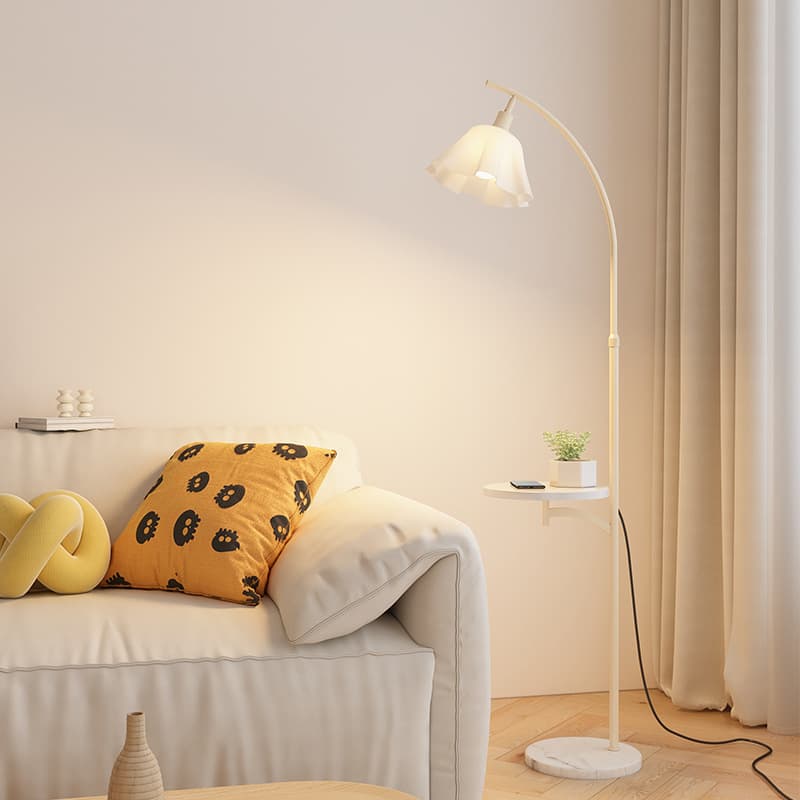 Petal Floor Lamp Cream Style Living Room Sofa Side Storage Integrated Bedroom Bedside Popular Internet Sensation Floor Desk Lamp