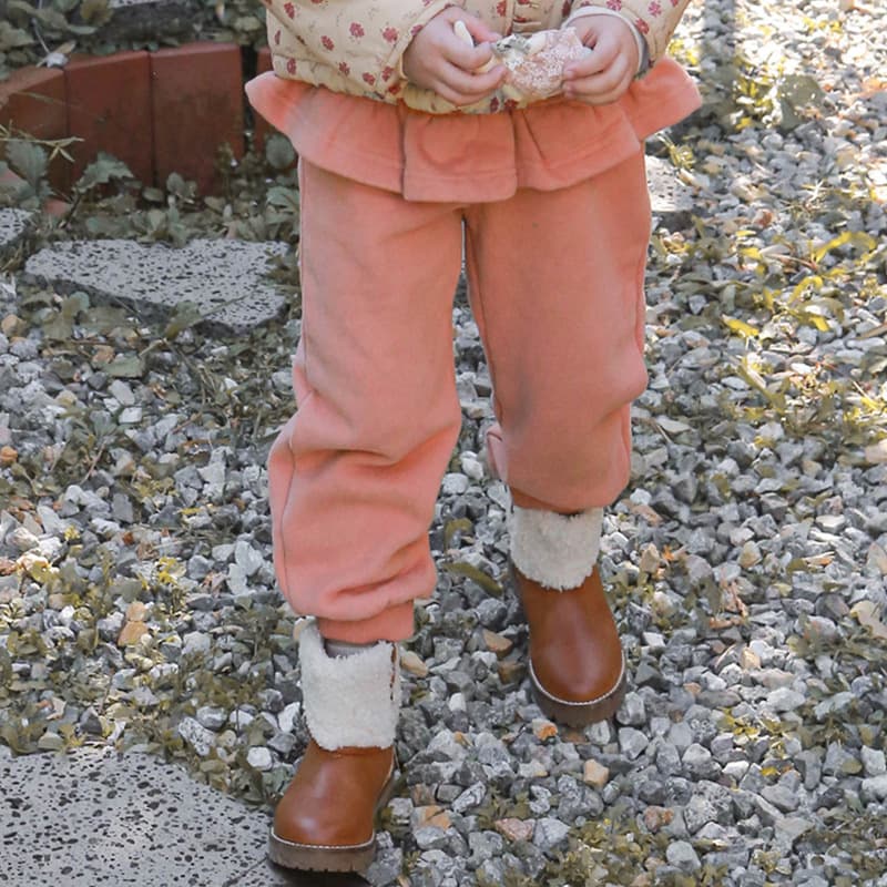 Girls Fleece Lined Casual Trousers Children's Cotton High Waist Pants Winter Season Korean Style Striped Skirt Design