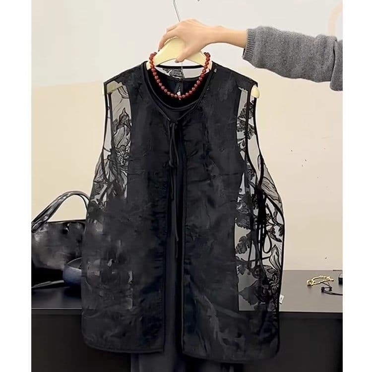 New Chinese style women's clothing Chinese style vest Zen cool feeling outfit suit cheongsam dress summer 2026 new style