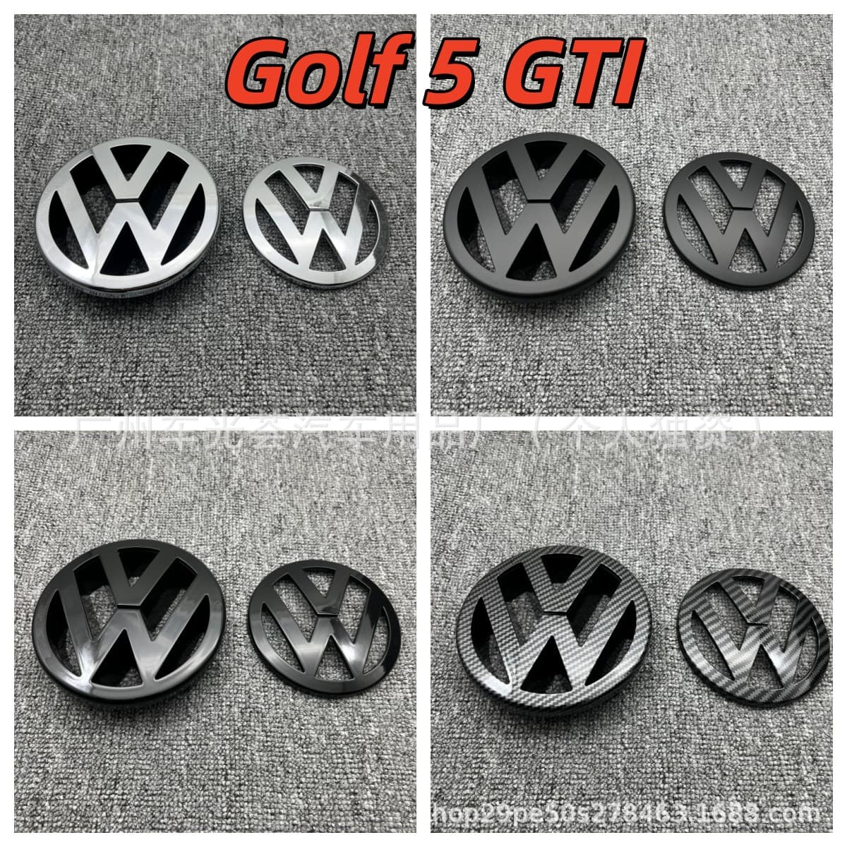 Compatible with Volkswagen Golf 5 GTI Modified Car Emblem Golf5 GTI Front Grille and Rear Badge Original Parts Black