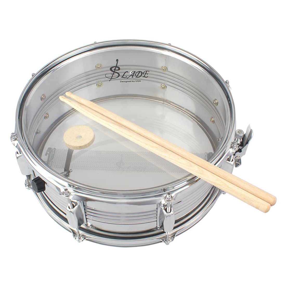 Stainless Steel 14 Inch Marching Snare Drum Professional Performance Drum for Scout Band Music Instrument Compact Size