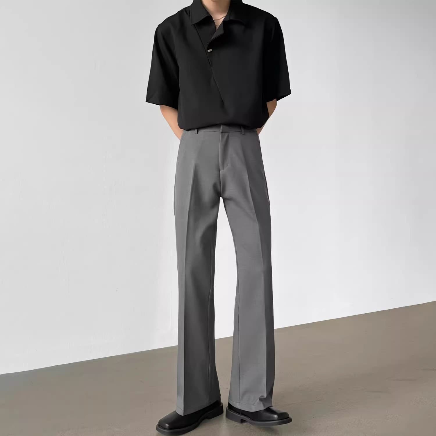 Lightweight Draped Dress Pants for Men Summer Fashion Korean Style High-Quality Flared Trousers with Extended Length