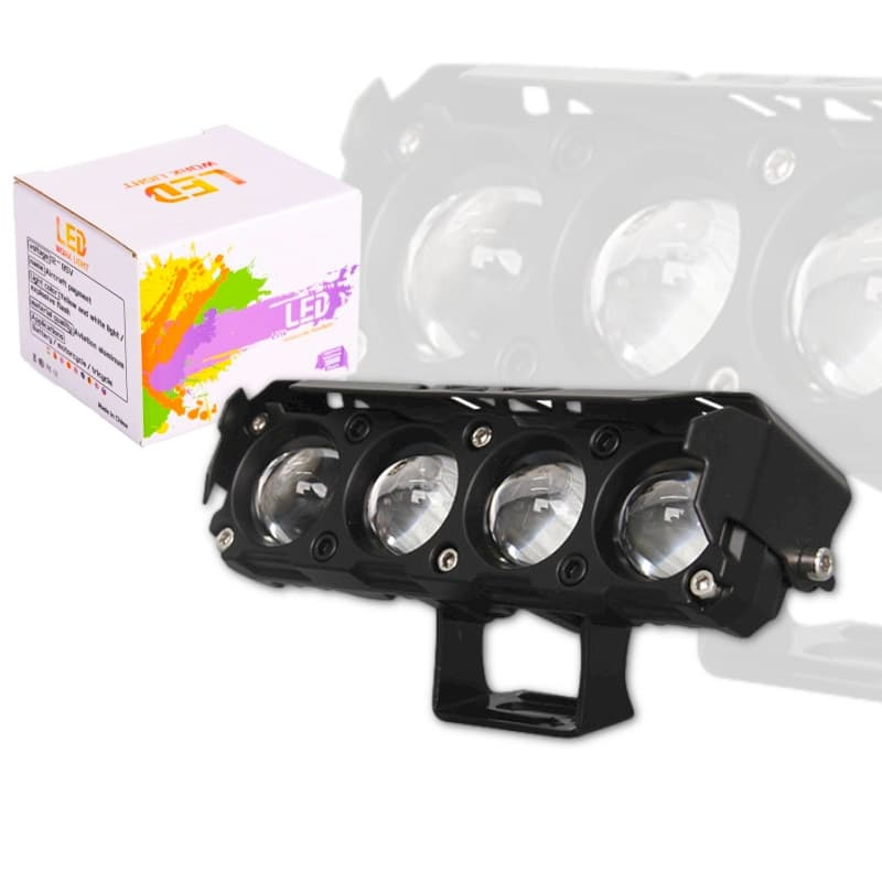 Cross-border four-eye motorcycle LED spotlights, high-bright front car lights, modified headlights, small steel cannon spotlights for electric vehicles