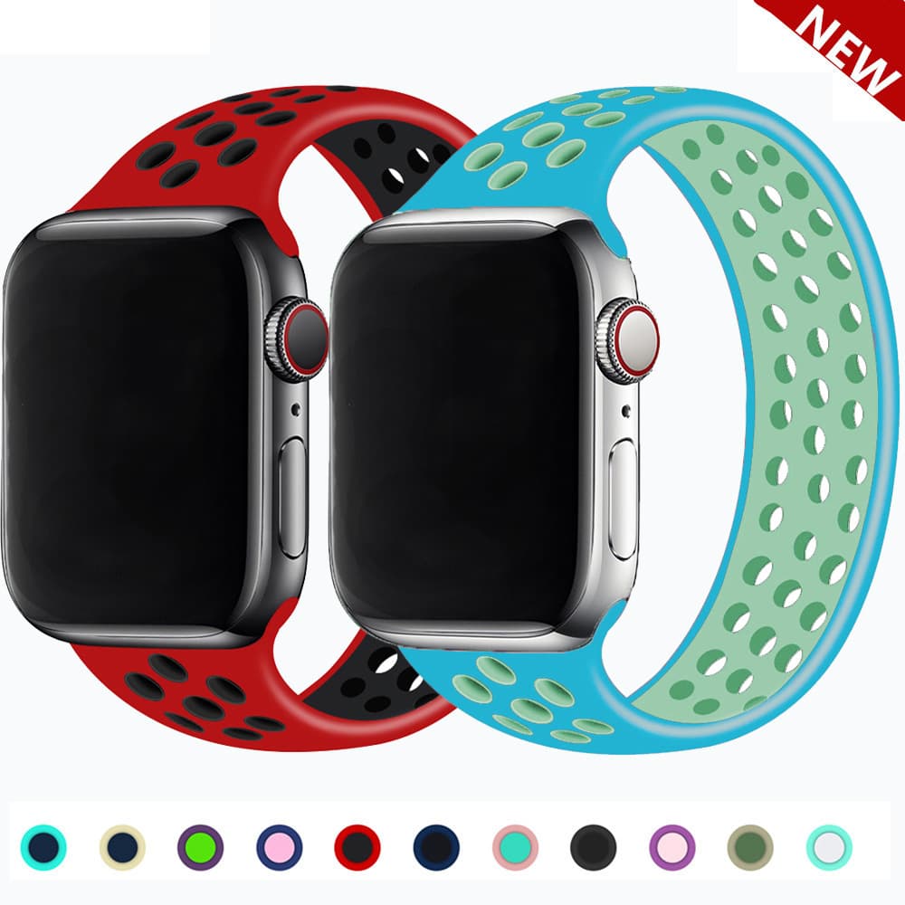Suitable for Apple S11/9/8/7 Watch Strap, Apple Watch Buckle-Free Nike Single-Loop Sports Silicone Strap