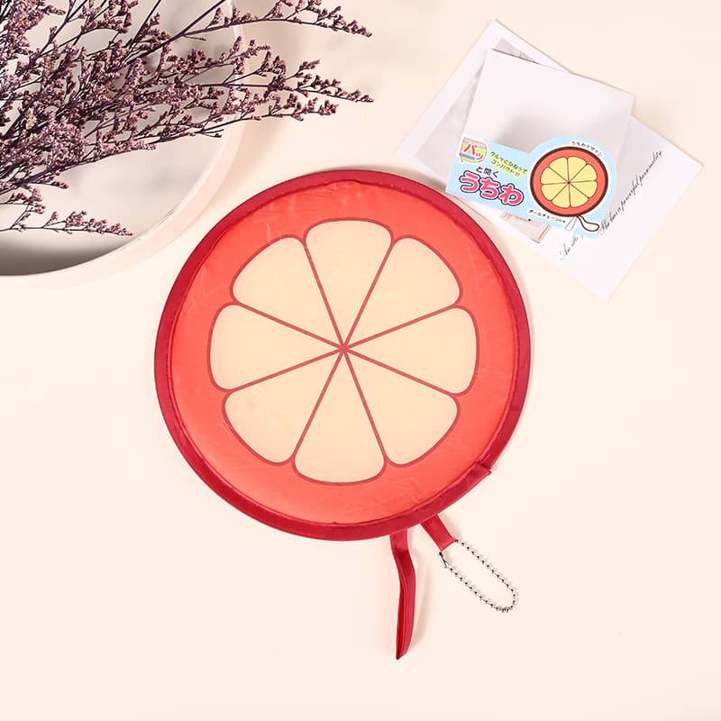 Foldable Flying Disc Fan Foldable Advertising Fan Fruit Mini Round Fan Trendy Summer 190T Polyester Fabric Fan