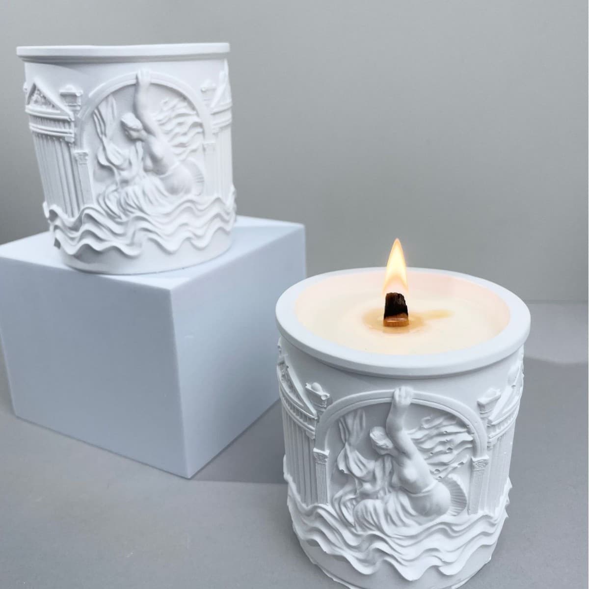 Birth of Venus Candle Gypsum Aromatherapy Candle Cup Scented Stone Container Candle Holder Ornament Relief Souvenir Wax