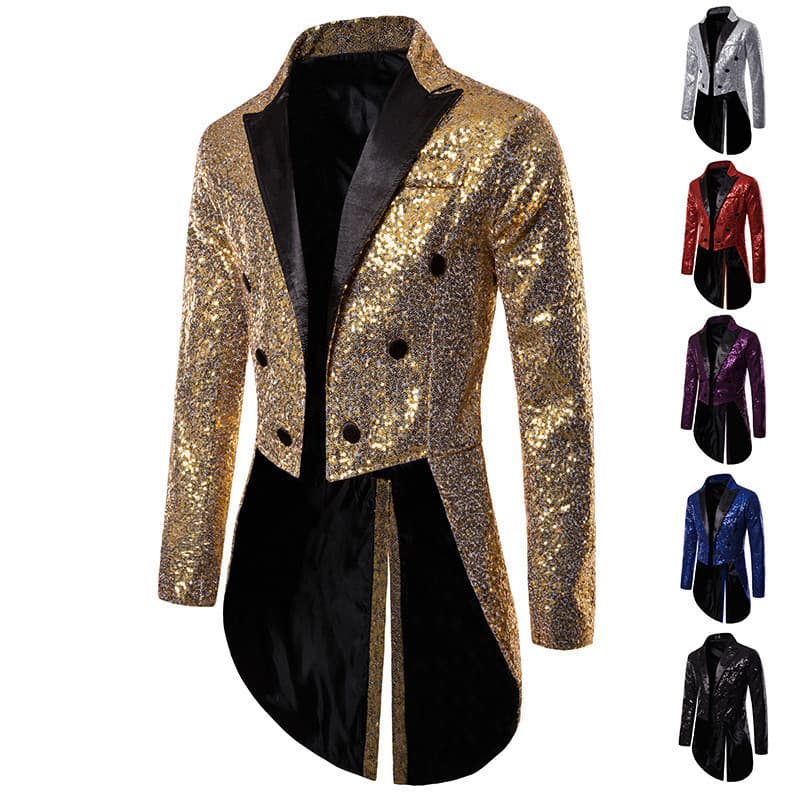 Amazon cross-border foreign trade men's suit tuxedo banquet nightclub performance sequin fashion design men's jacket