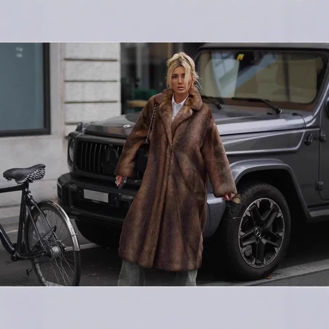 2025 Autumn/Winter New European and American Cross-Border Long Coat Warm Outerwear Women's Coat Fur Coat X0011