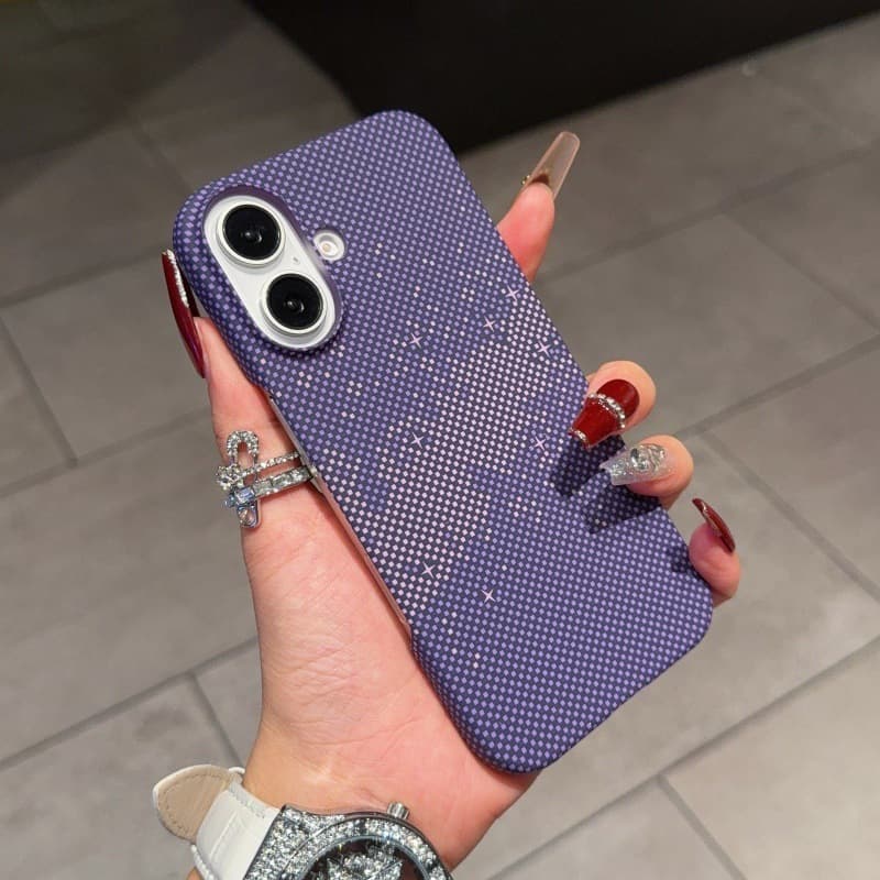Compatible with iPhone 17 Kevlar Magnetic Phone Case Apple 16 Pro Max Semi-Wrapped Carbon Fiber Texture Ultra-Thin Protective Cover