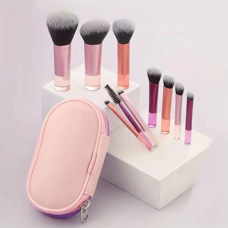 Crystal Handle Makeup Brush Set - Portable Travel Loose Powder Brush, Contour Blush, Eyeshadow Brush - 10 Pieces Makeup Tool