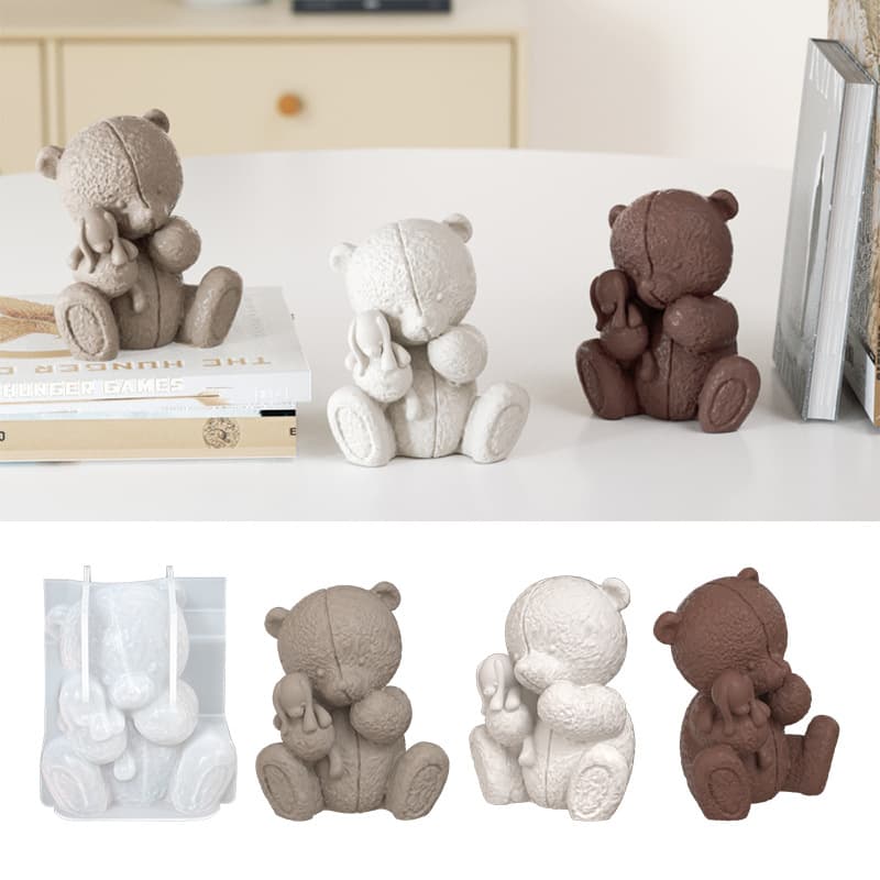 Suture bear hugging rabbit ornament silicone mold DIY aromatherapy plaster plush pattern bear cub animal glue abrasive